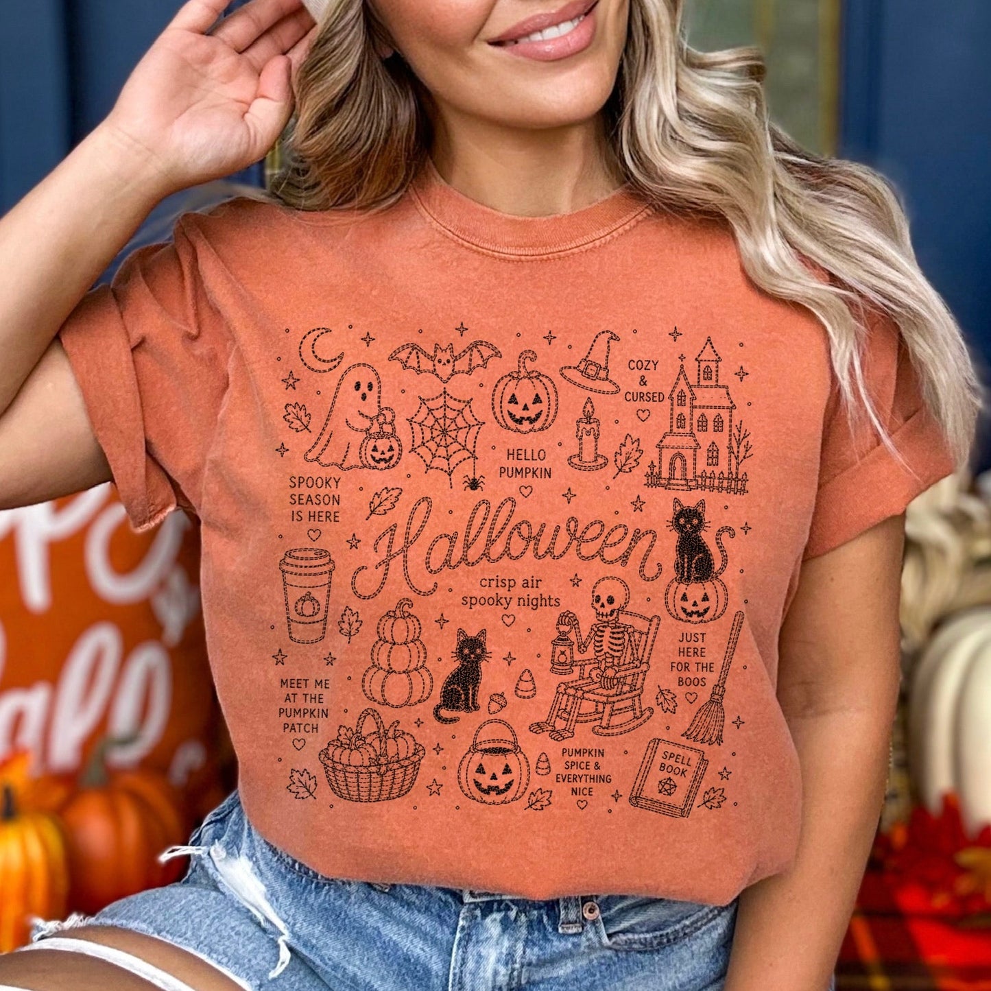 halloween faux stitch collage screen print transfer•