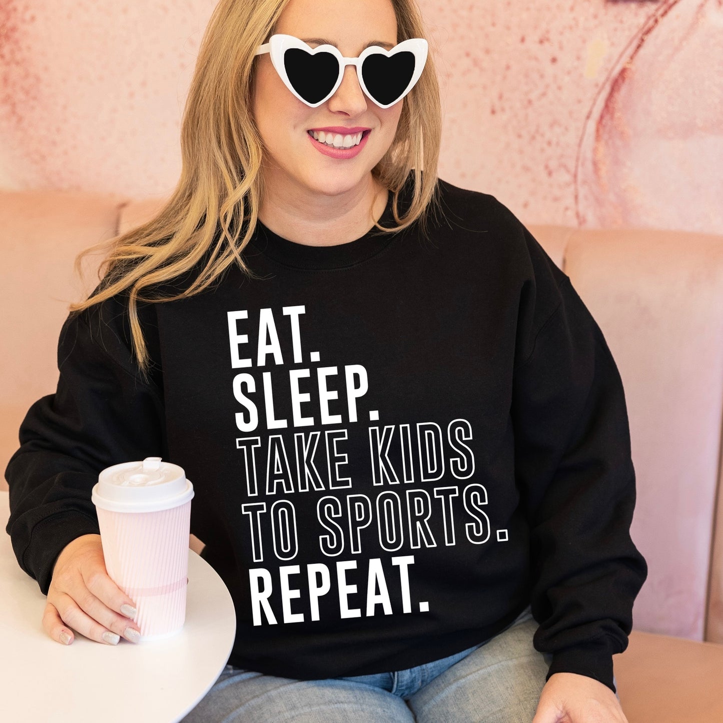 eat sleep take kids to sports screen print transfer•