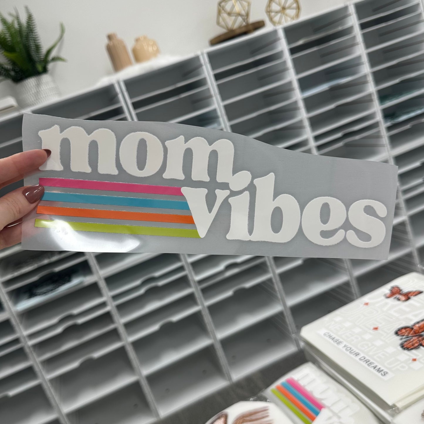 mom vibes retro clear film screen print