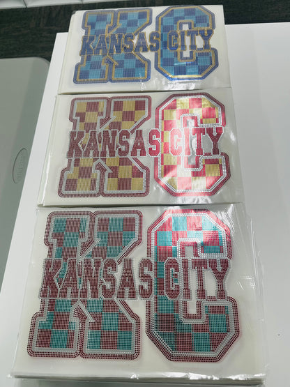 Spangle Transfer - KANSAS CITY SOCCER checkered RED/TEAL