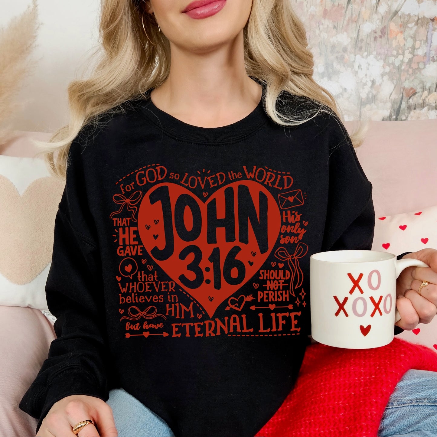valentines John 3:16 screen print transfer
