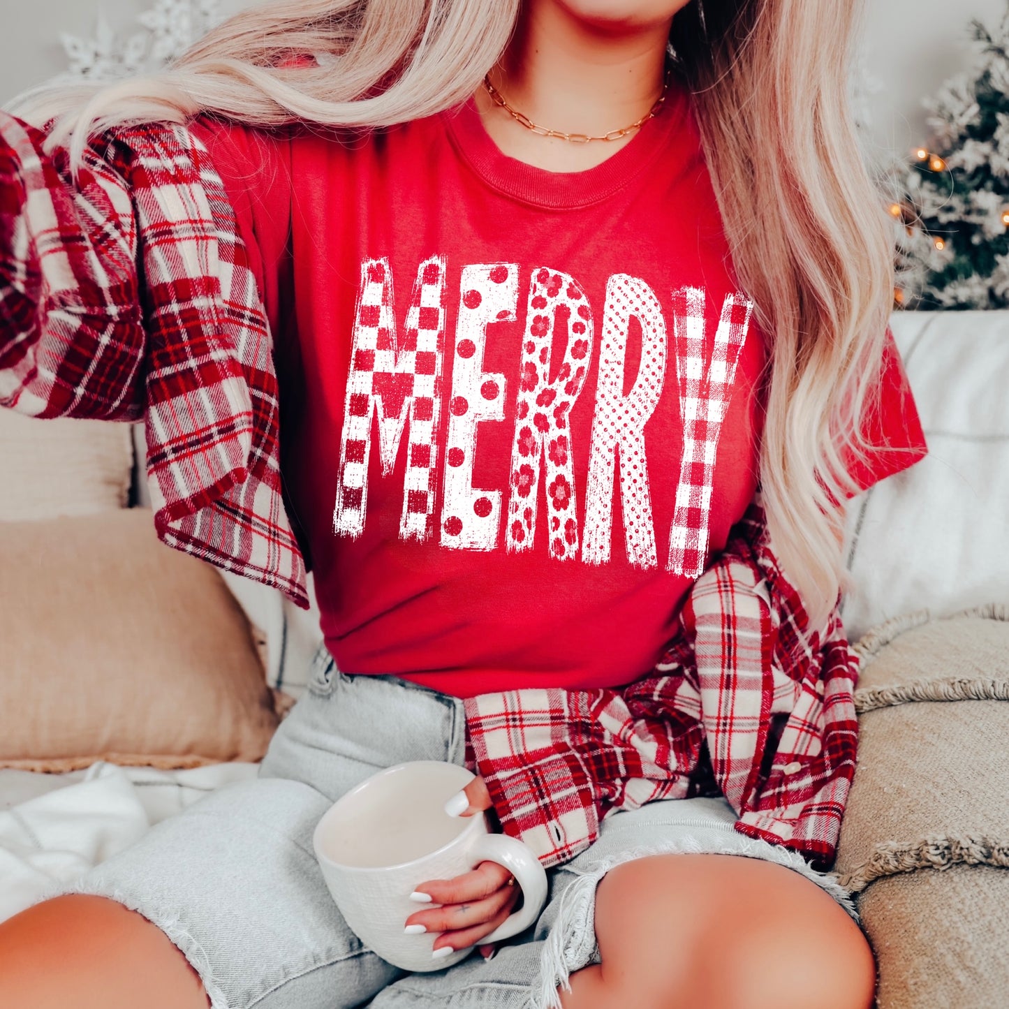 Merry multi-pattern screen print transfer