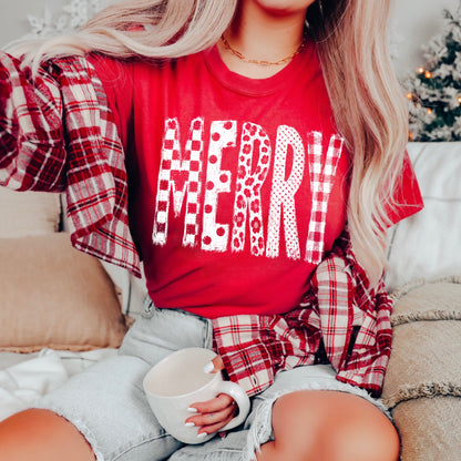 Merry multi-pattern screen print transfer