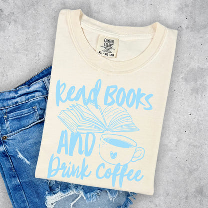 read books and drink coffee screen print transfer