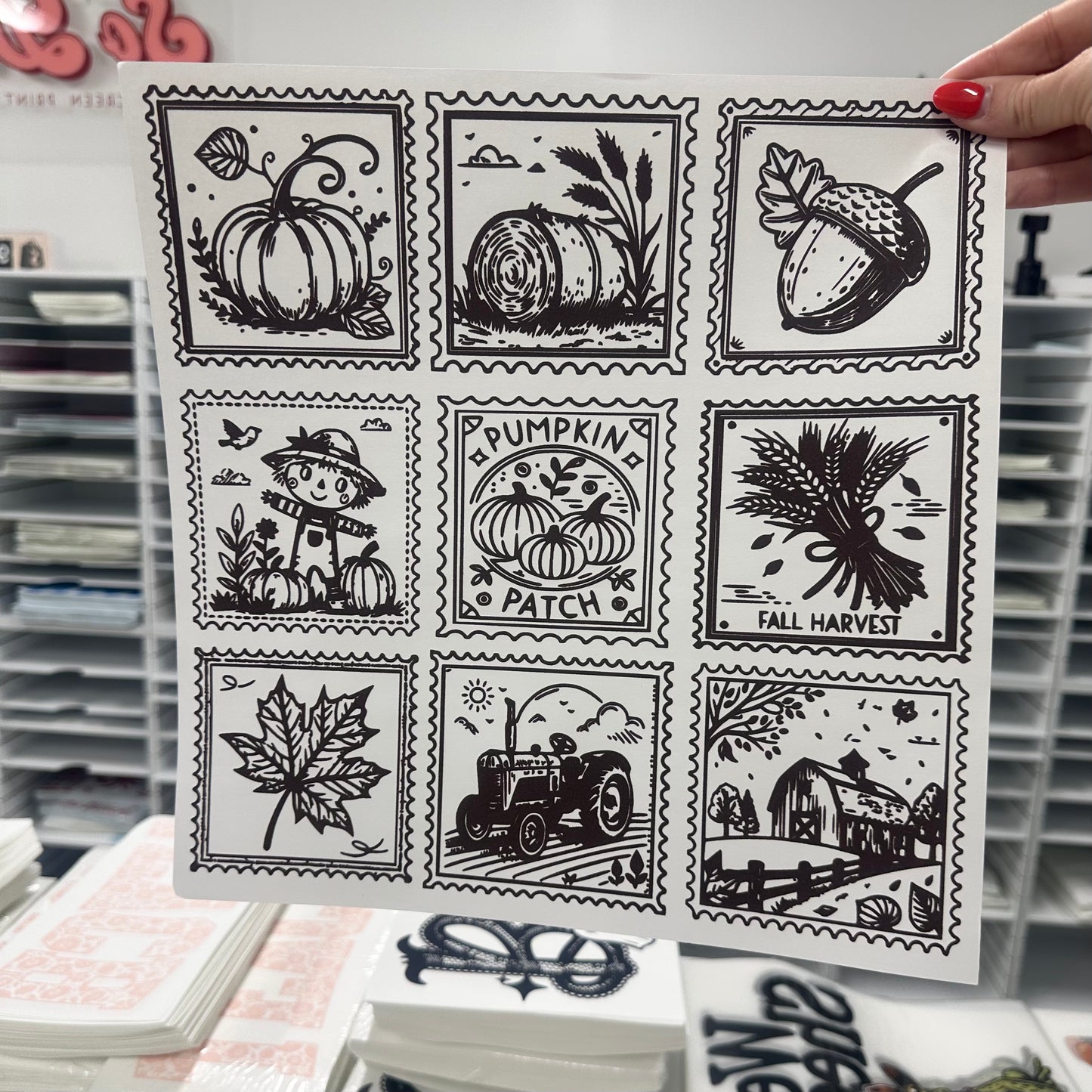 fall stamps screen print transfer•