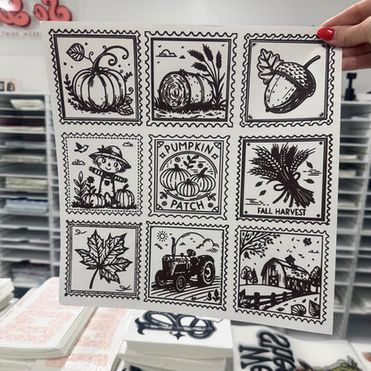 fall stamps screen print transfer•