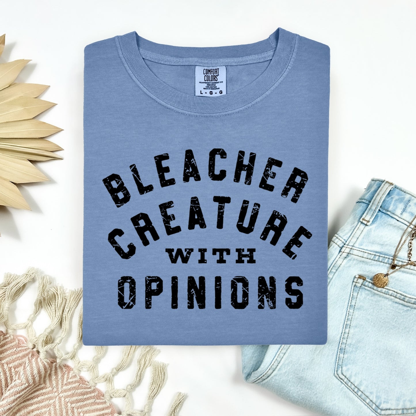 Bleacher creature with opinions screen print transfer•
