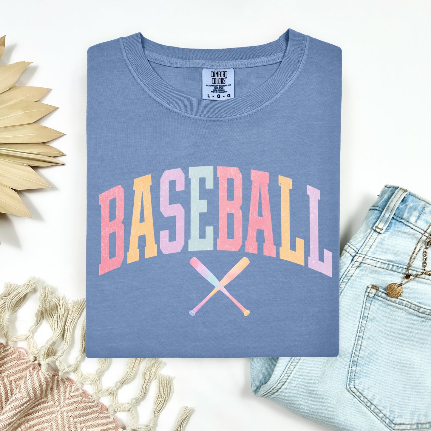Baseball pastels clear film screen print
