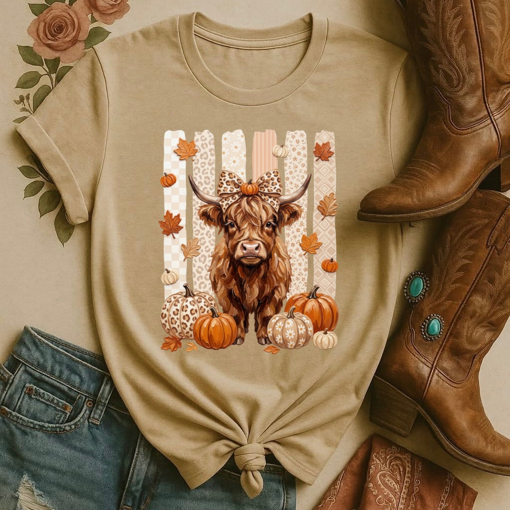 fall highland cow clear film screen print