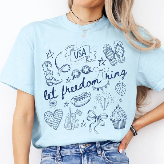 let freedom ring doodles screen print transfer•