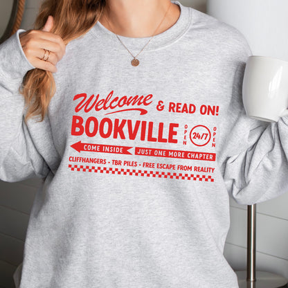 RED welcome to BOOKVILLE screen print transfer