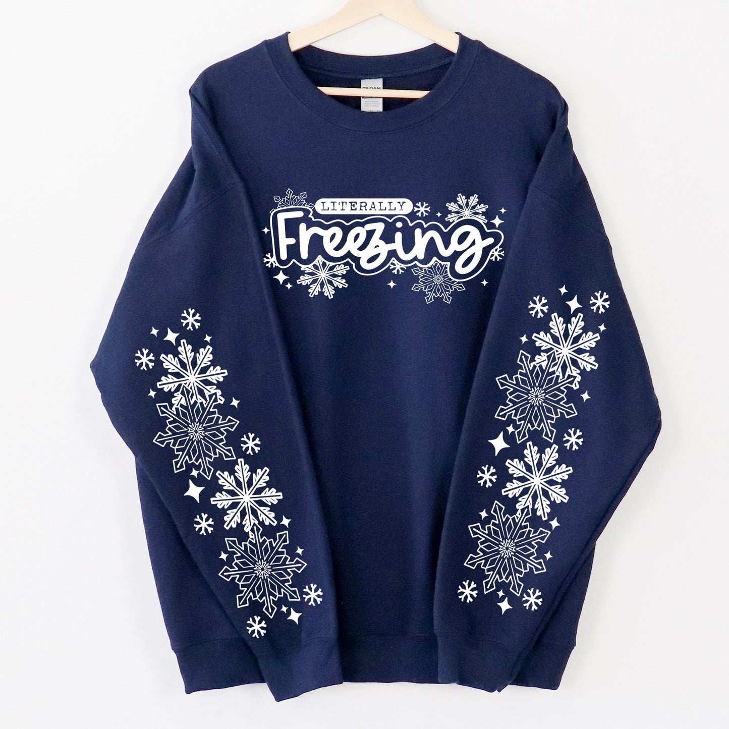 Literally Freezing & sleeves screen print transfer