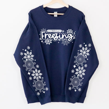 Literally Freezing & sleeves screen print transfer