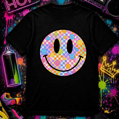 bright checker smile clear film screen print