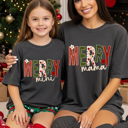 Merry mama & mini clear film screen print