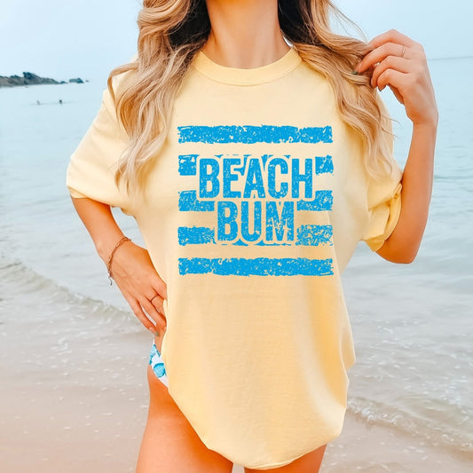 beach bum striped screen print transfer•