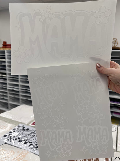 Mama + sleeves screen print transfer