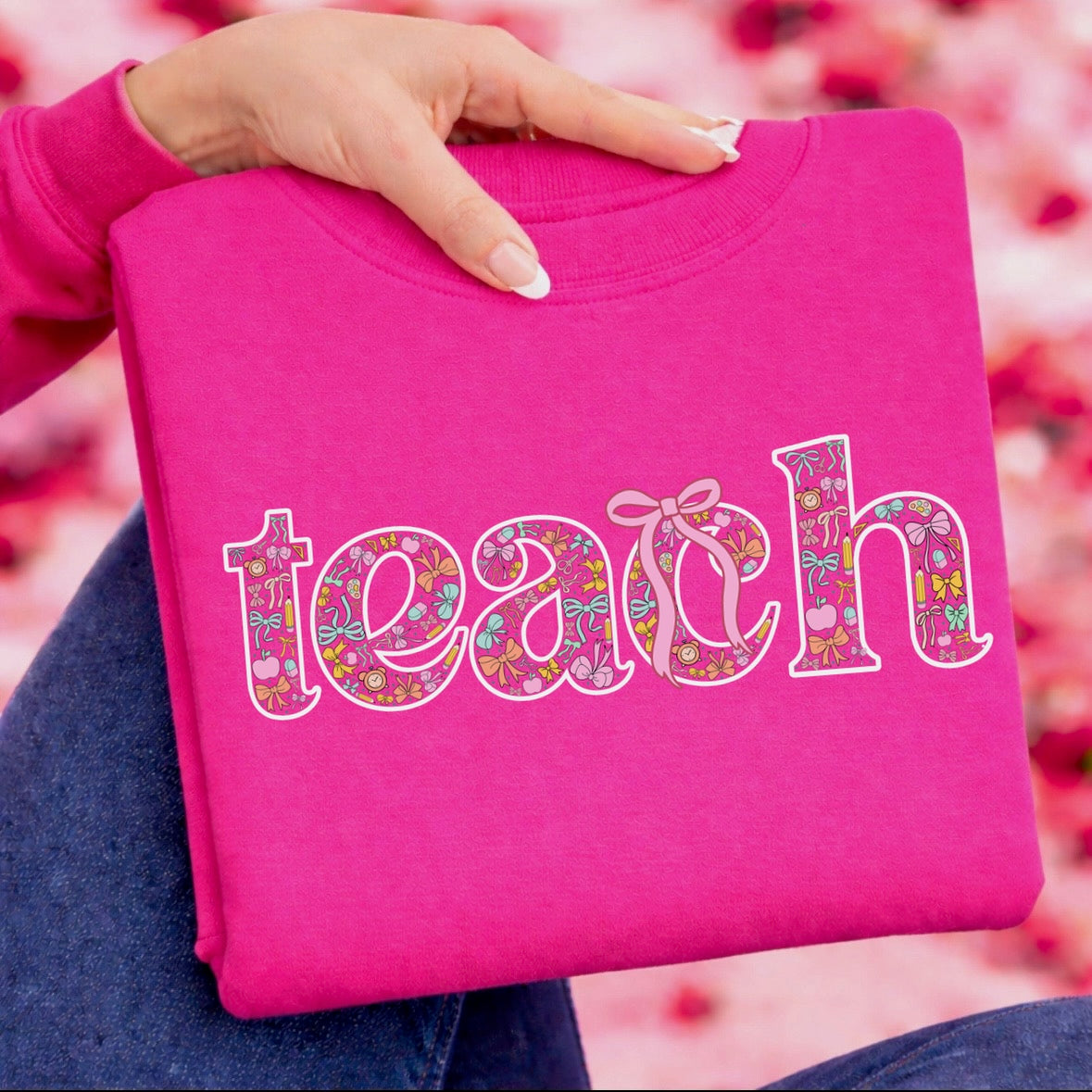 coquette TEACH clear film screen print