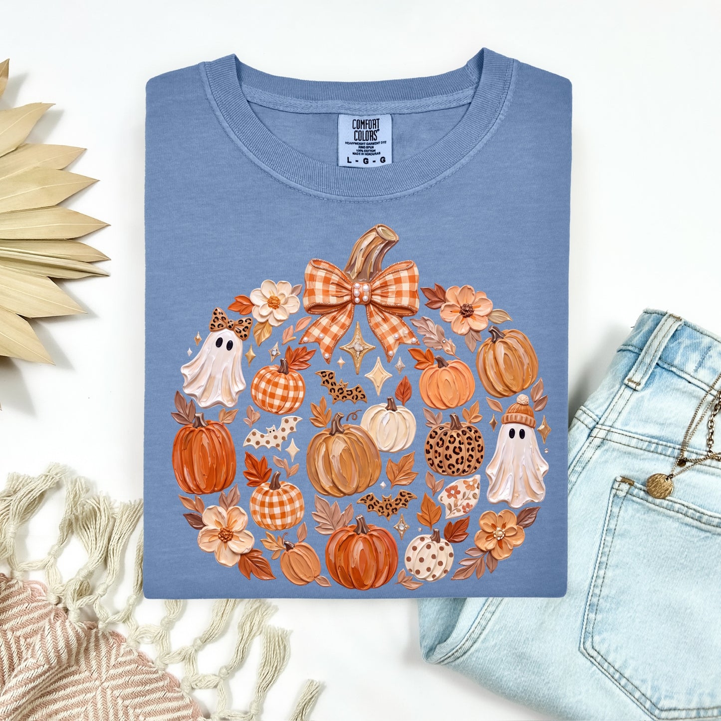 hand painted fall pumpkin clear film screen print