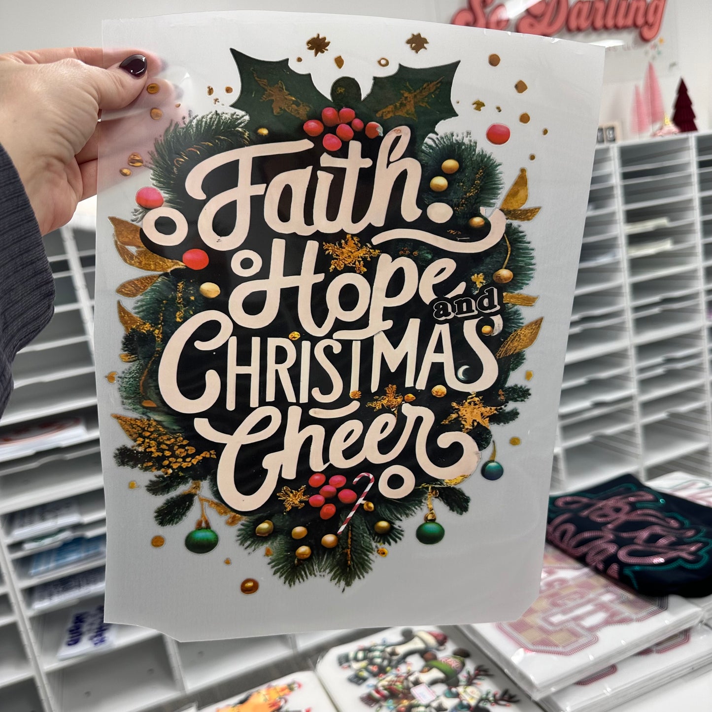 faith hope & christmas cheer clear film transfer