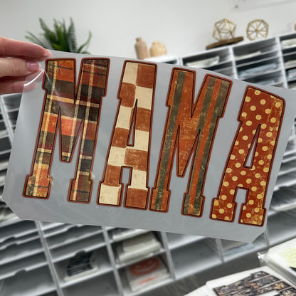 fall plaid MAMA clear film screen print