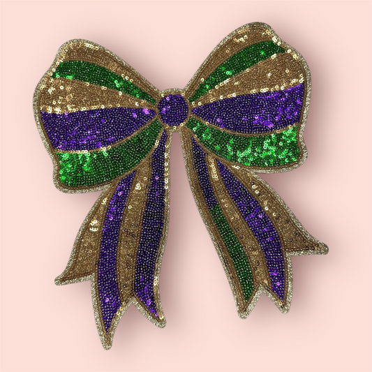 Sequins Patch - Mardi Gras Bow