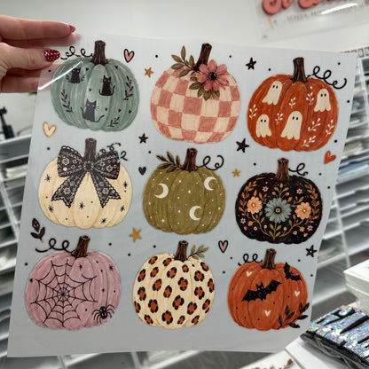 colorful pumpkin collage clear film screen print