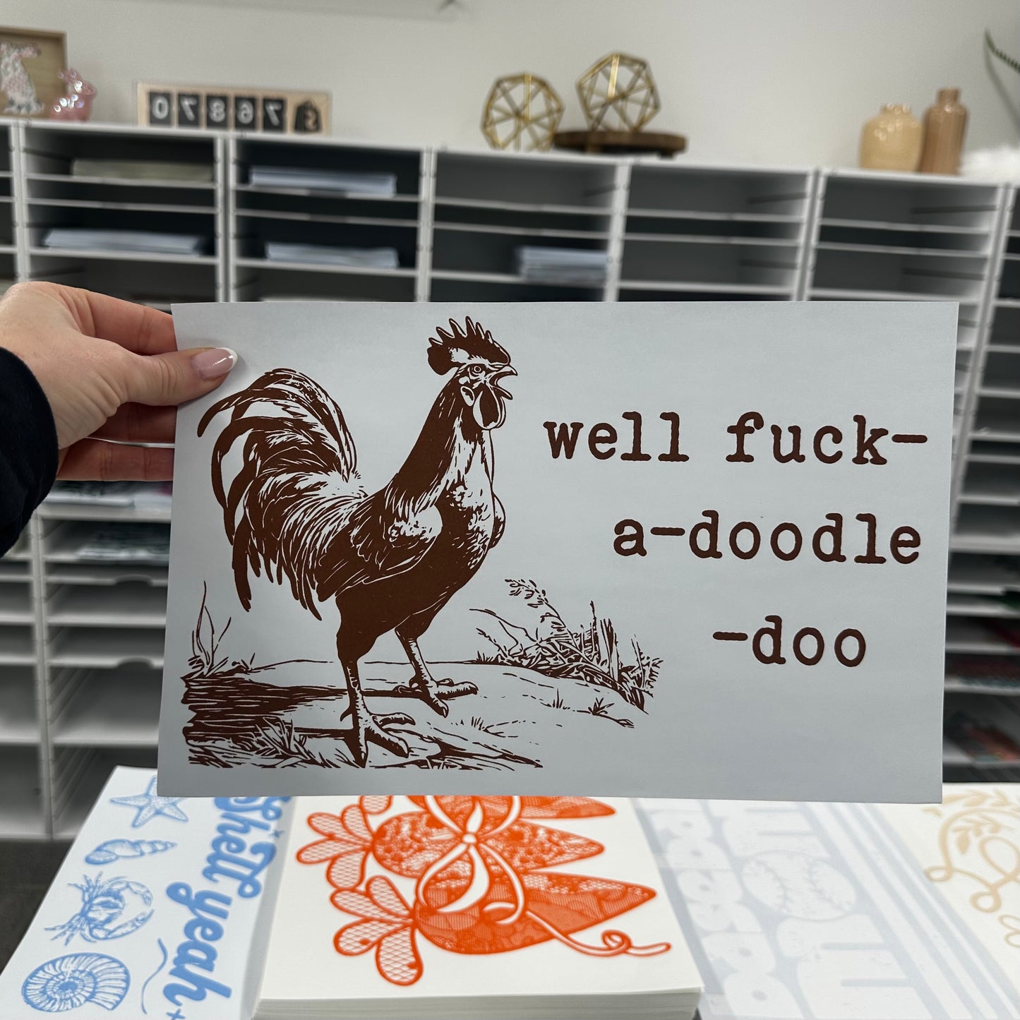 FUCK-A-DOODLE-DOO screen print transfer