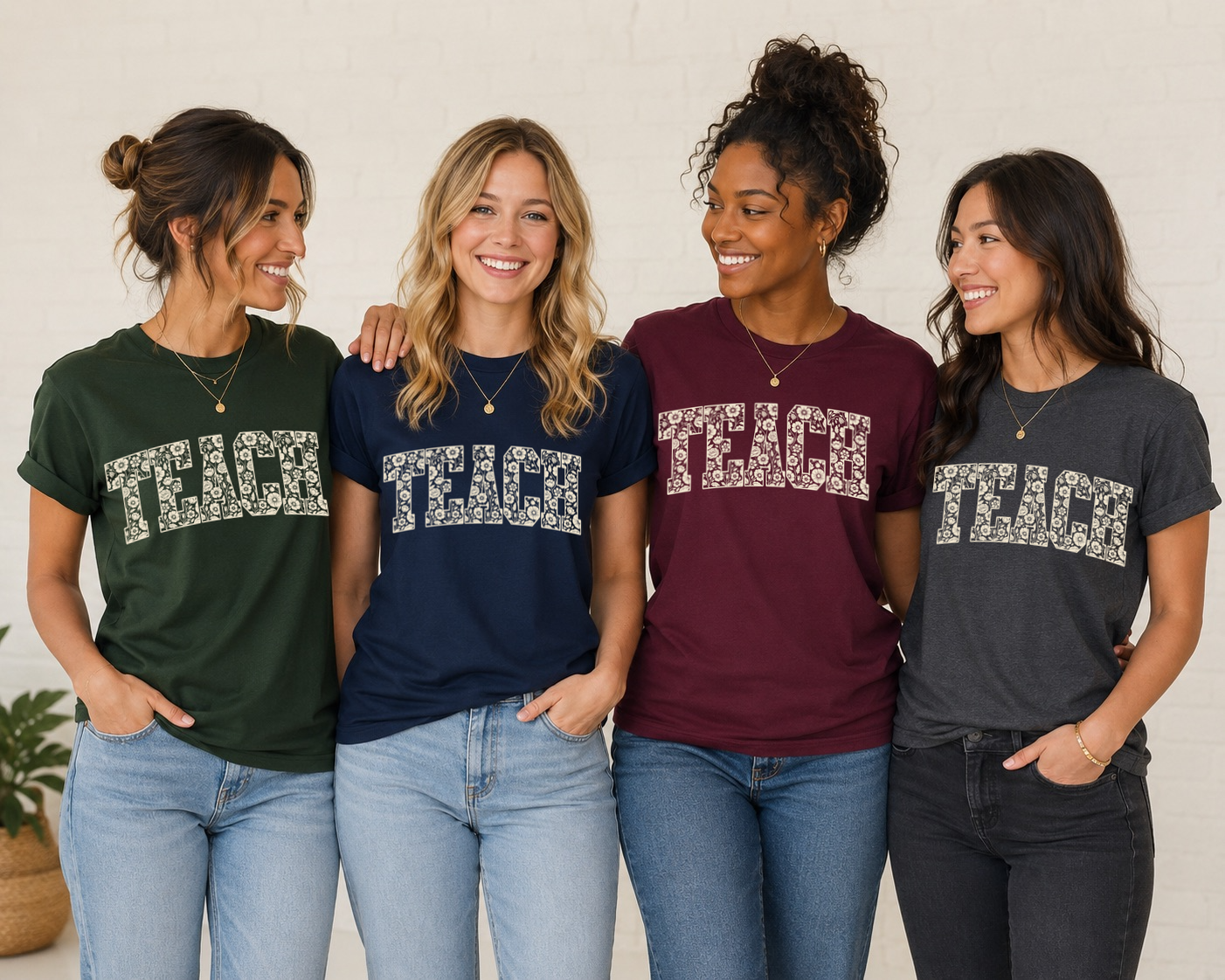 TEACH floral screen print transfer•