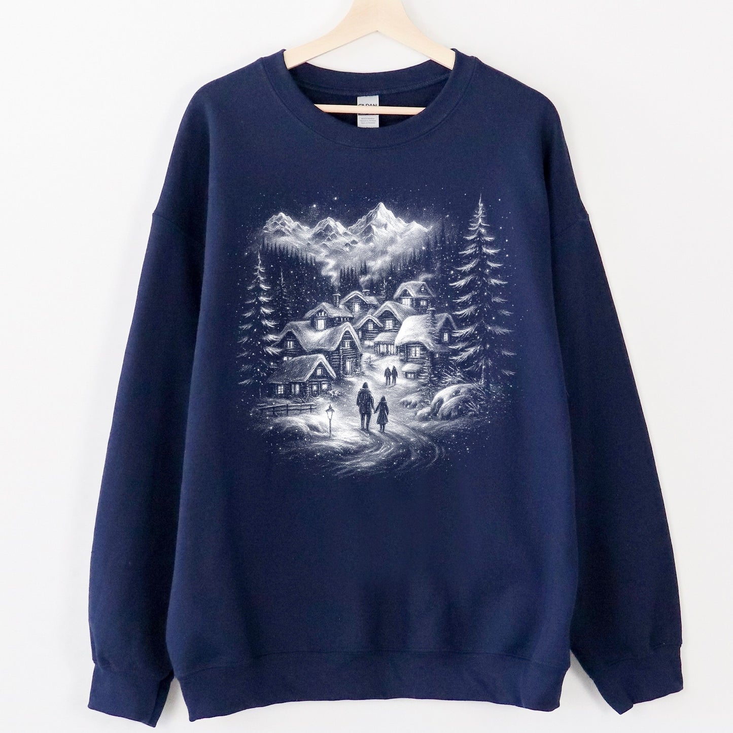 snow scenery half tone screen print transfer