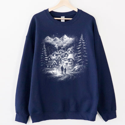 snow scenery half tone screen print transfer