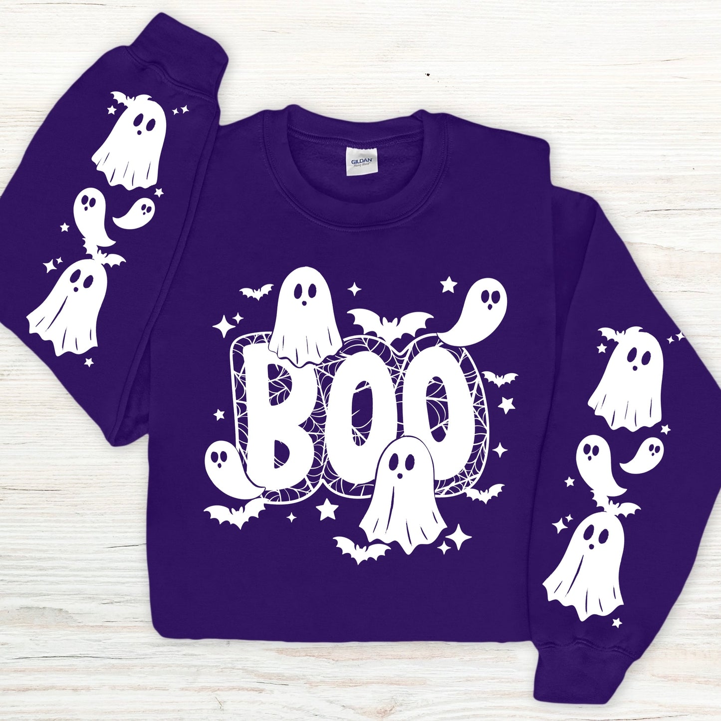 BOO + sleeves screen print transfer•