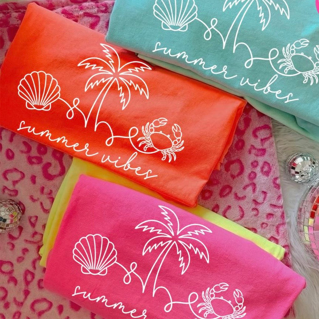 crab summer vibes line art screen print transfer•