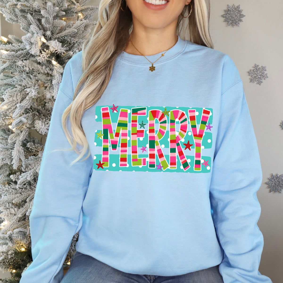 whimsy MERRY clear film screen print