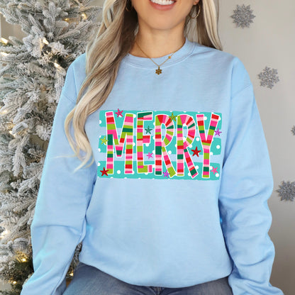 whimsy MERRY clear film screen print