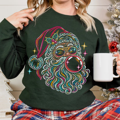 colorful santa knockout clear film screen print