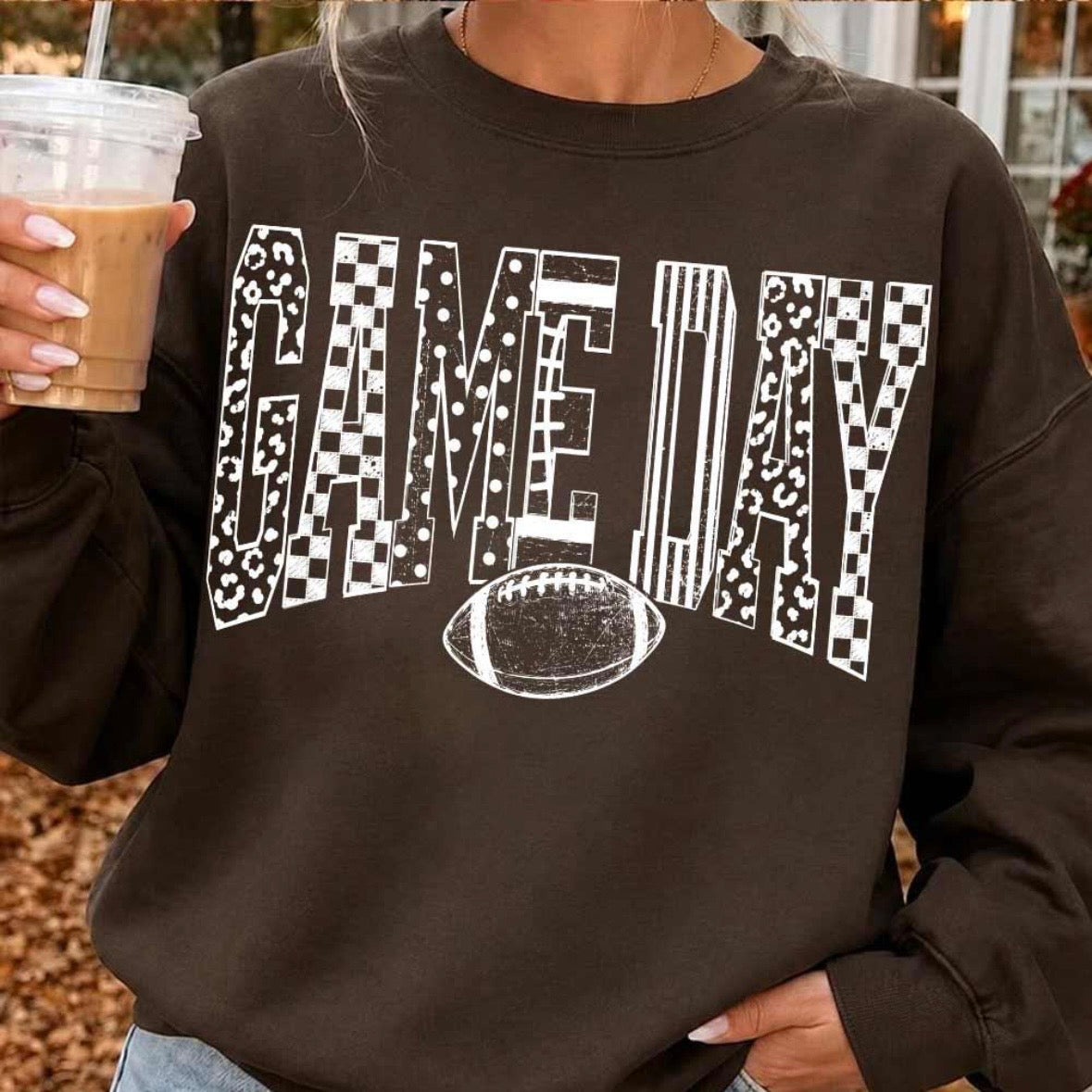 game day mixed pattern screen print transfer