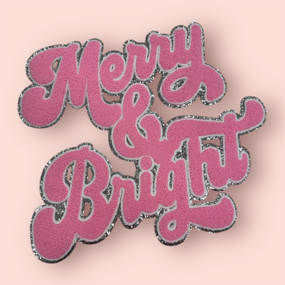 Chenille Patch - pink & silver Merry & Bright