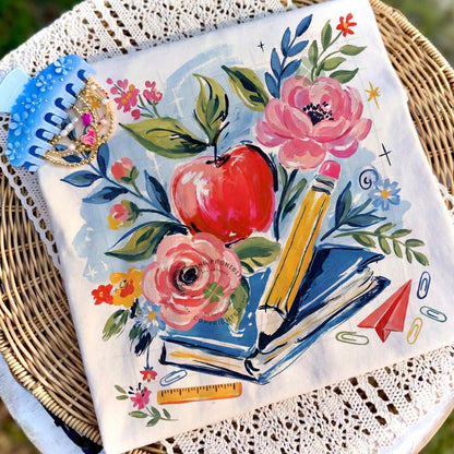 floral back to school apple clear film screen print