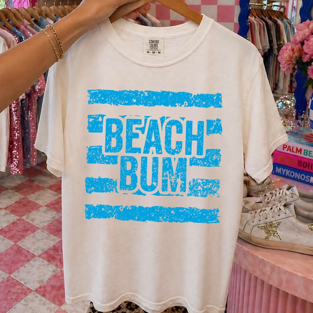 beach bum striped screen print transfer•