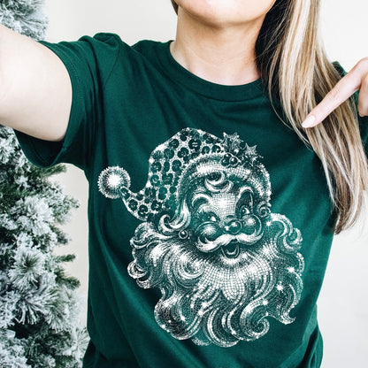 half tone disco santa screen print transfer•