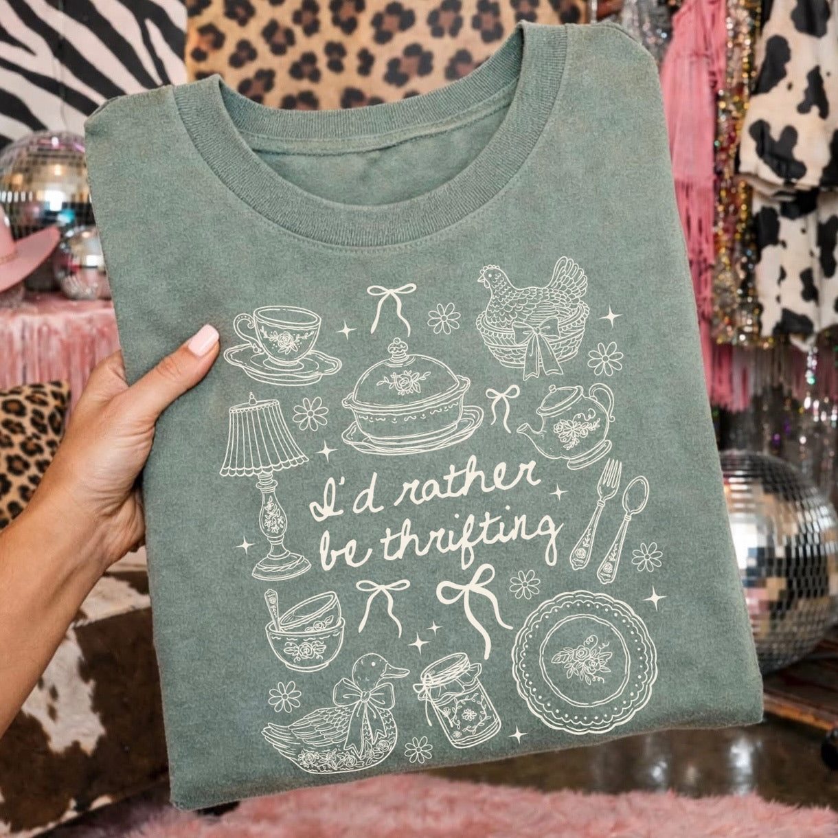 id rather be thrifting screen print transfer•