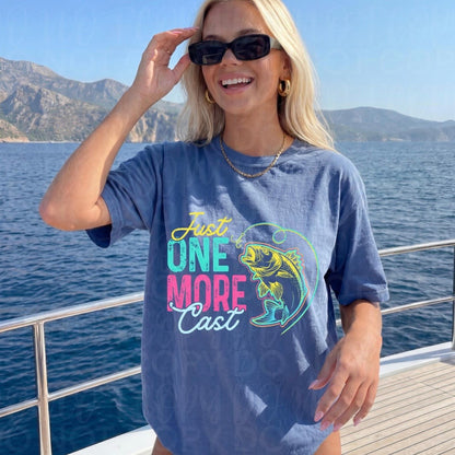 one more cast fishing clear film screen print