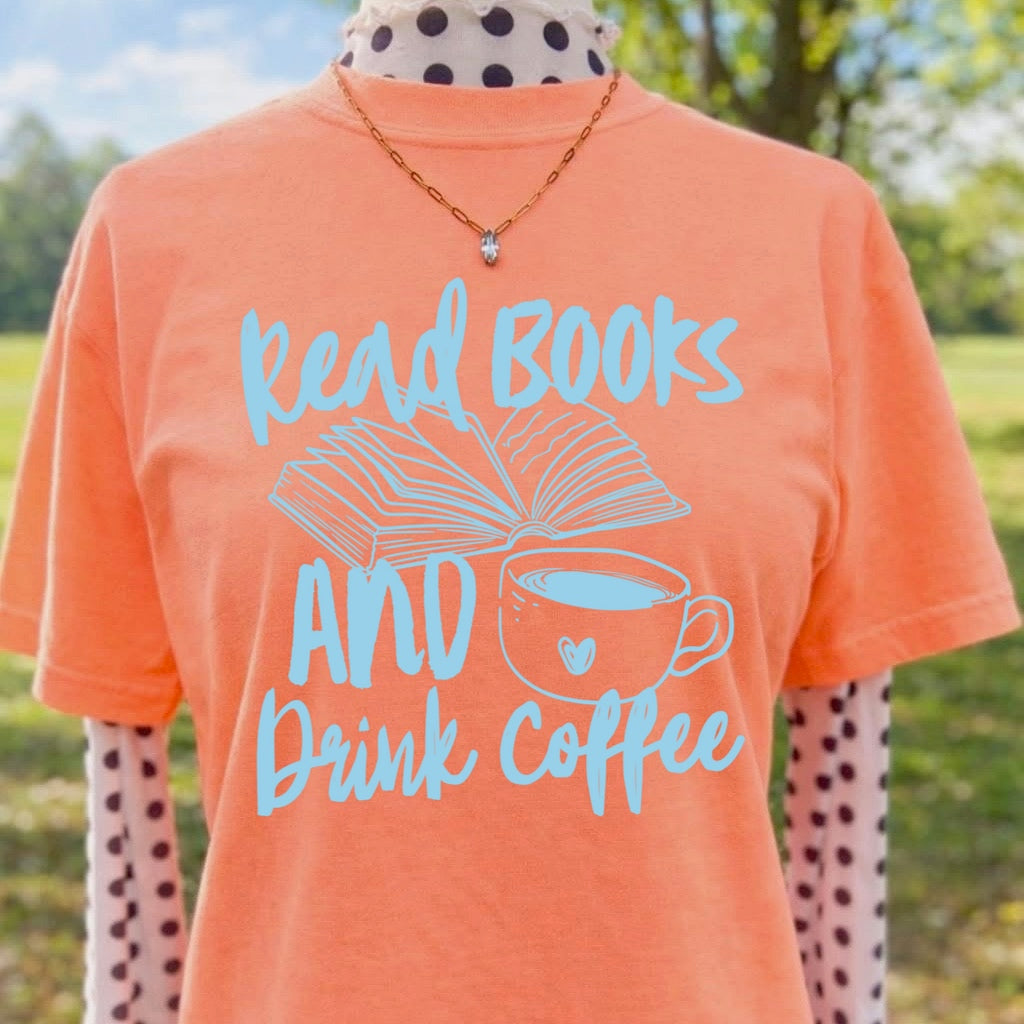 read books and drink coffee screen print transfer