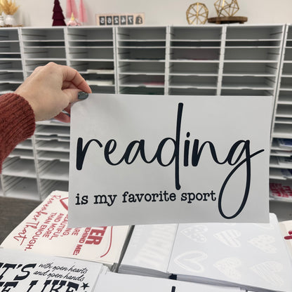 reading is my favorite sport screen print transfer