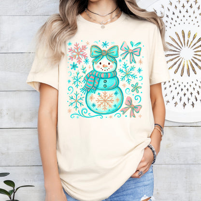 GLITTER snowgirl clear film screen print