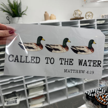 called to the water clear film screen print