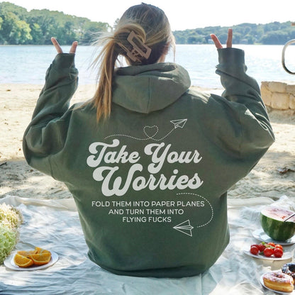 turn your worries into flying fucks screen print transfer