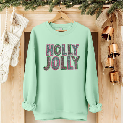 Sequins Patch - Holly Jolly pink + green