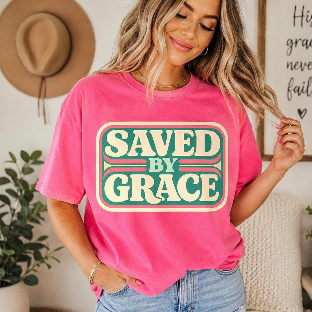 saved by grace clear film screen print